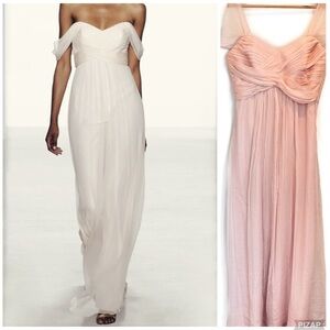 Amsale 100% Silk Blush Pink Floor Length Formal Maxi Dress, Women's Size 16